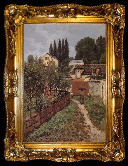 framed  Alfred Sisley Garden Path in Louveciennes, ta009-2